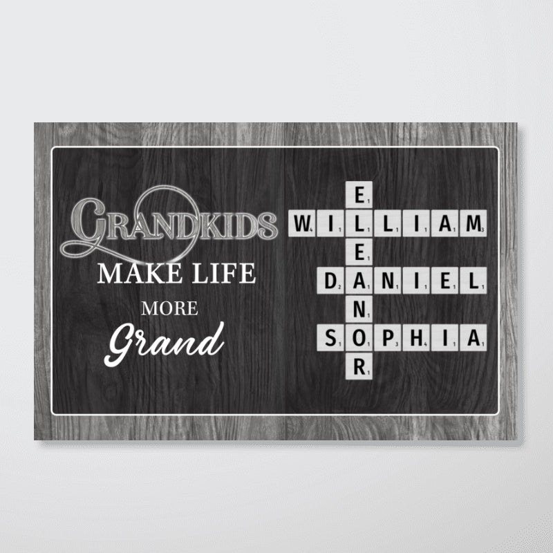 Grandkids Make Life More Grand Crossword Puzzle Art, Personalized Poster
