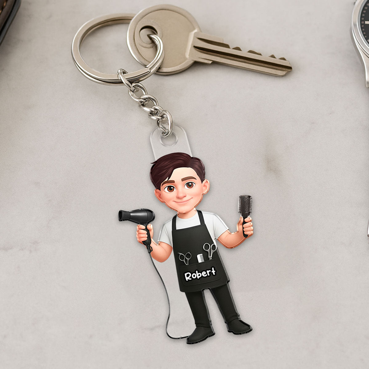 Hairdresser Man Woman - Personalized Acrylic Keychain - Gift For Hairdressers