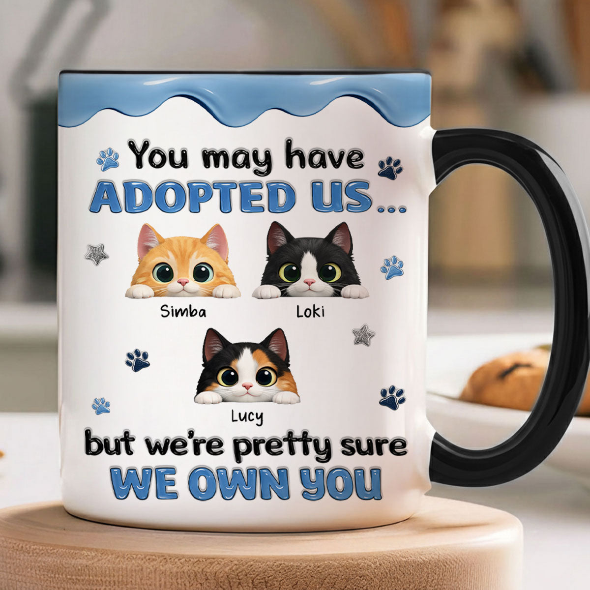 You May Have Adopted Us But We Own You - Personalized Mug - Funny Gift for Cat Moms, Cat Dads