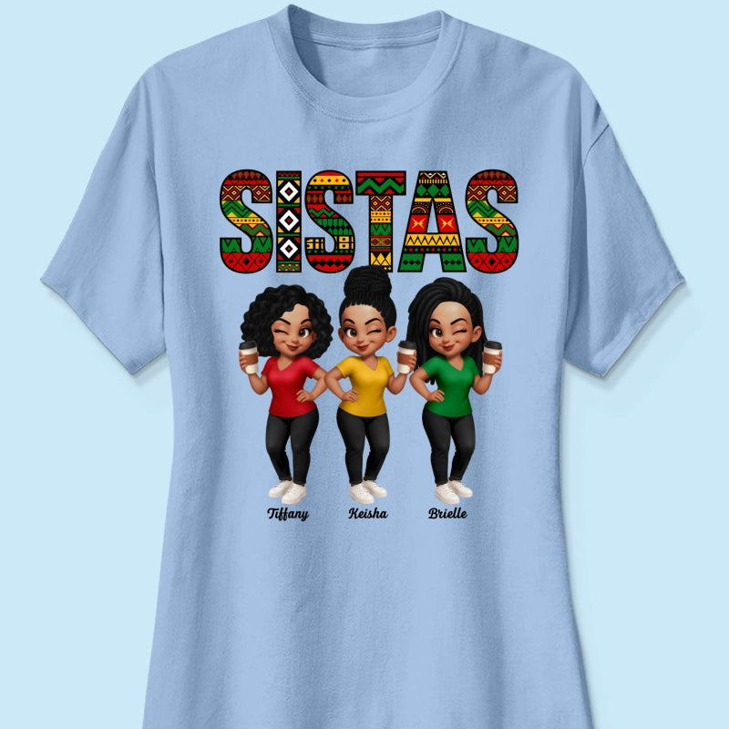 Tribal Pattern Besties Sistas Sisters - Personalized Shirt - Birthday Gift, Gift For Best Friends