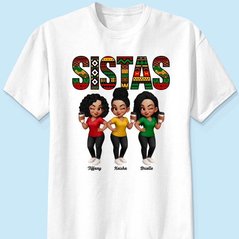 Tribal Pattern Besties Sistas Sisters - Personalized Shirt - Birthday Gift, Gift For Best Friends