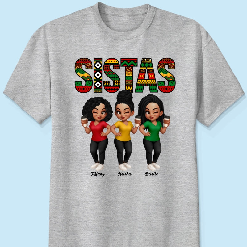 Tribal Pattern Besties Sistas Sisters - Personalized Shirt - Birthday Gift, Gift For Best Friends