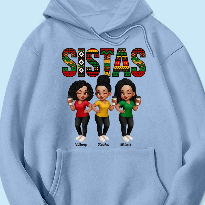 Tribal Pattern Besties Sistas Sisters - Personalized Shirt - Birthday Gift, Gift For Best Friends