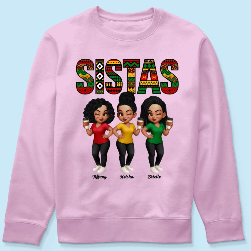 Tribal Pattern Besties Sistas Sisters - Personalized Shirt - Birthday Gift, Gift For Best Friends