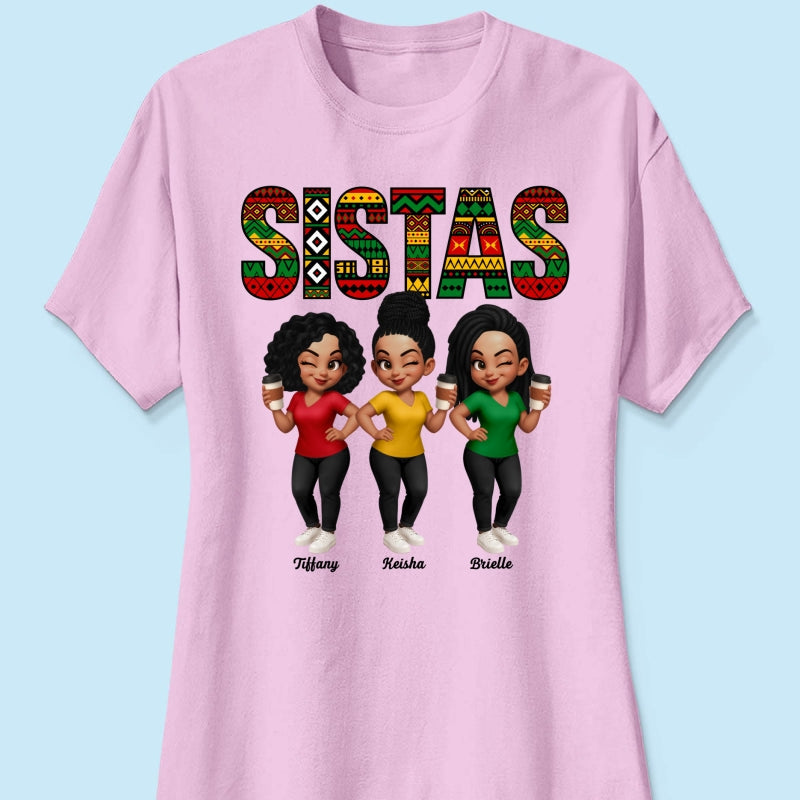 Tribal Pattern Besties Sistas Sisters - Personalized Shirt - Birthday Gift, Gift For Best Friends