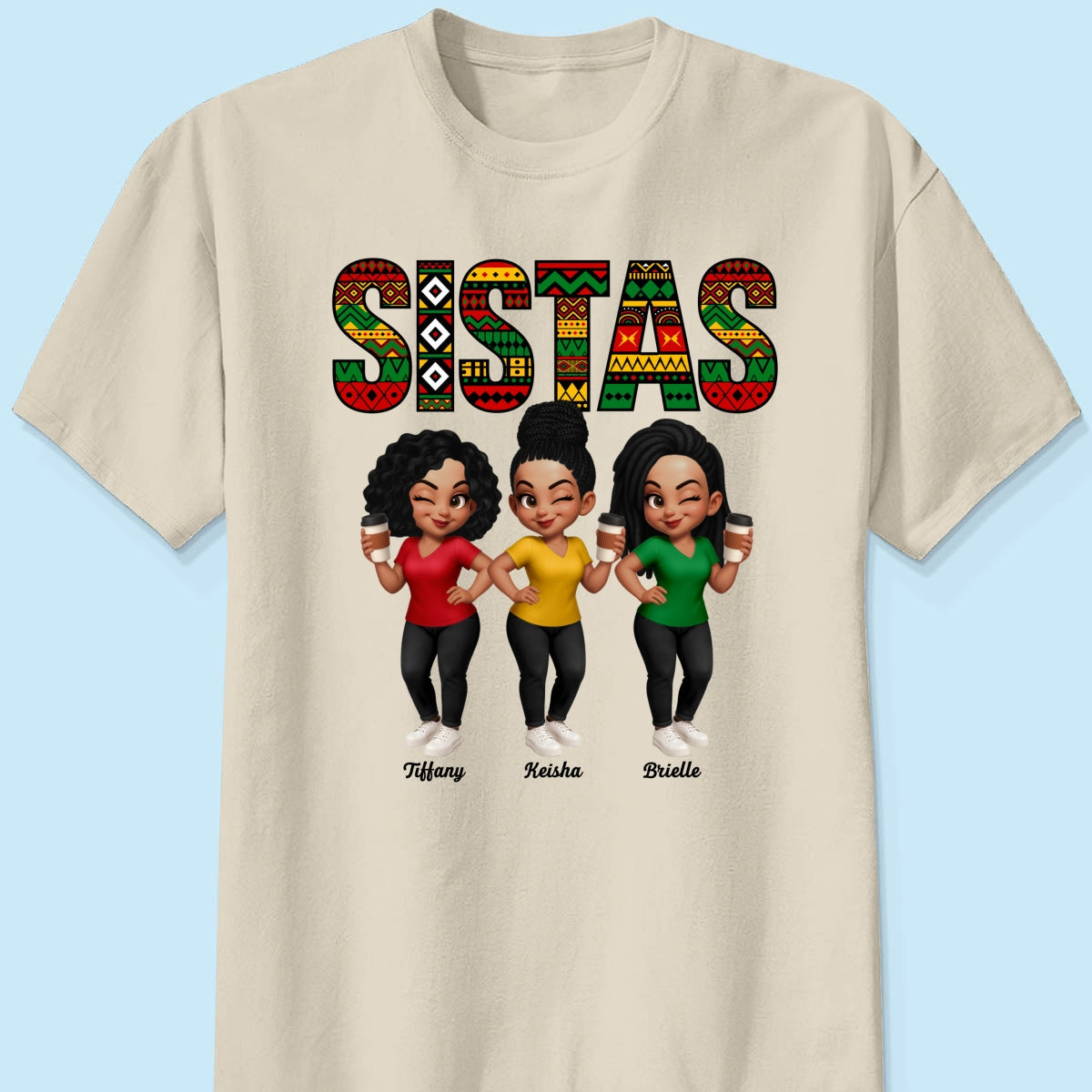 Tribal Pattern Besties Sistas Sisters - Personalized Shirt - Birthday Gift, Gift For Best Friends