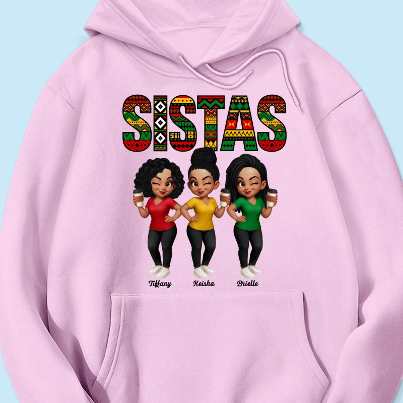 Tribal Pattern Besties Sistas Sisters - Personalized Shirt - Birthday Gift, Gift For Best Friends