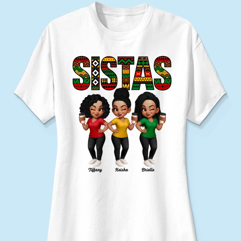 Tribal Pattern Besties Sistas Sisters - Personalized Shirt - Birthday Gift, Gift For Best Friends