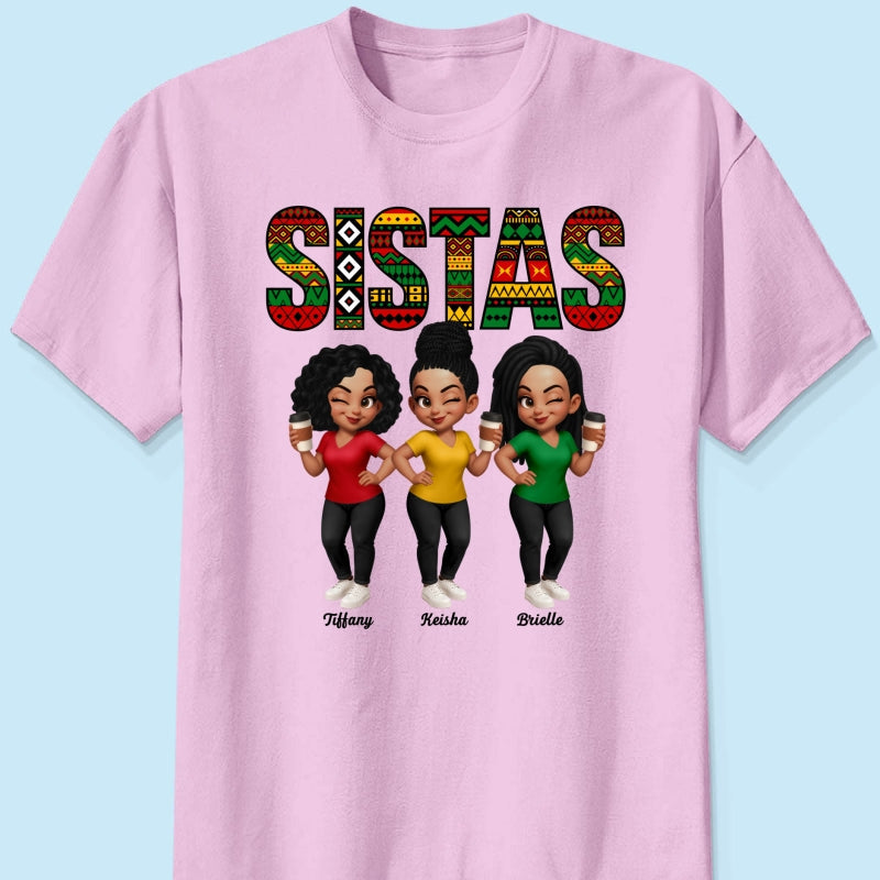 Tribal Pattern Besties Sistas Sisters - Personalized Shirt - Birthday Gift, Gift For Best Friends