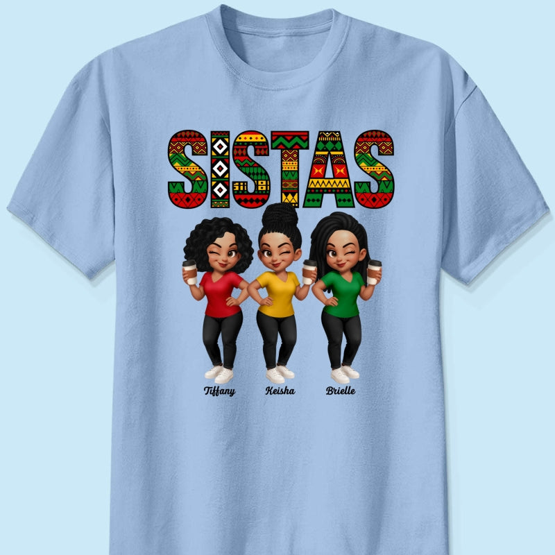 Tribal Pattern Besties Sistas Sisters - Personalized Shirt - Birthday Gift, Gift For Best Friends