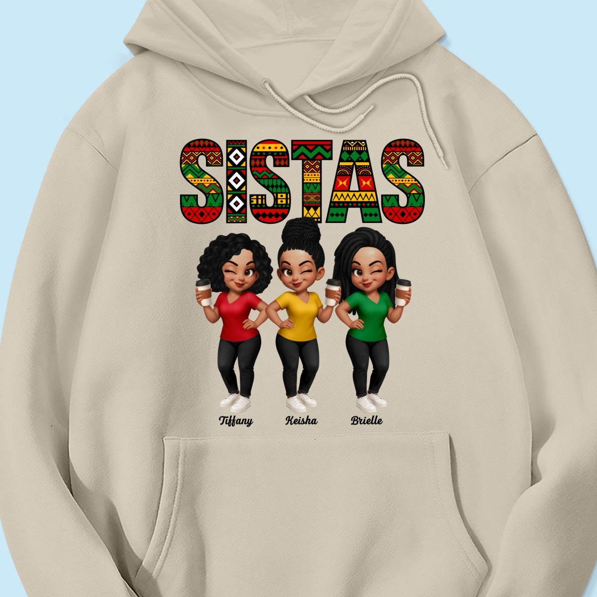 Tribal Pattern Besties Sistas Sisters - Personalized Shirt - Birthday Gift, Gift For Best Friends