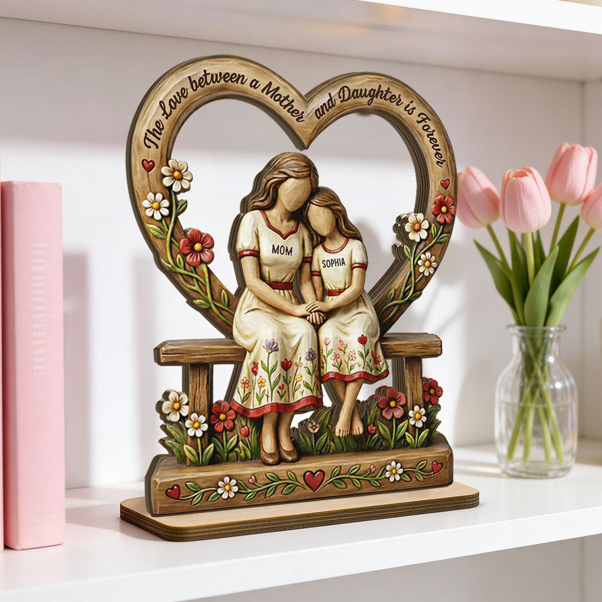 Rooted in Love Mother Daughters - Personalized 2-Layered Wooden Plaque - Gift For Mom