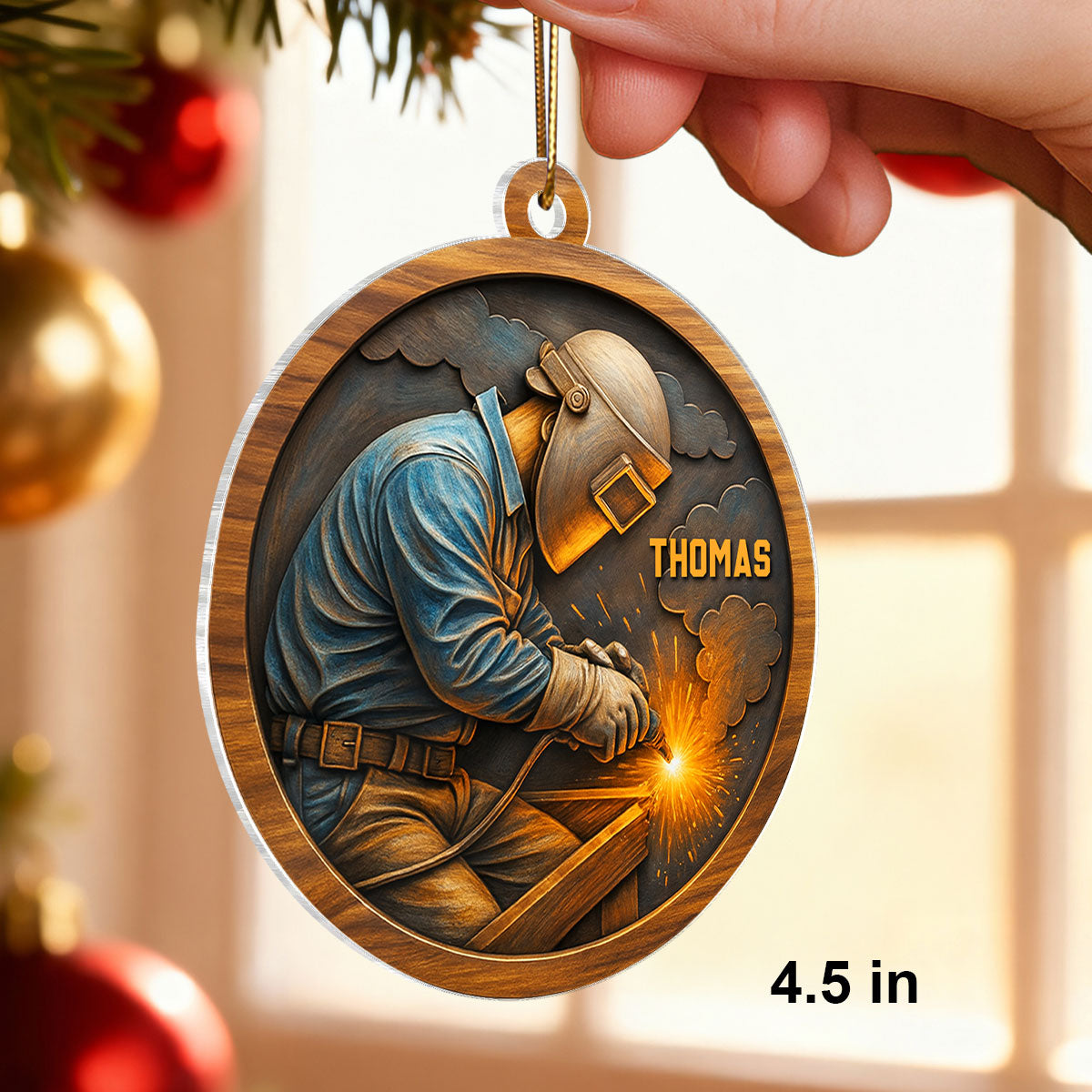 Strength, Sparks & Pride – Personalized Acrylic Ornament – Special Gift for Welders