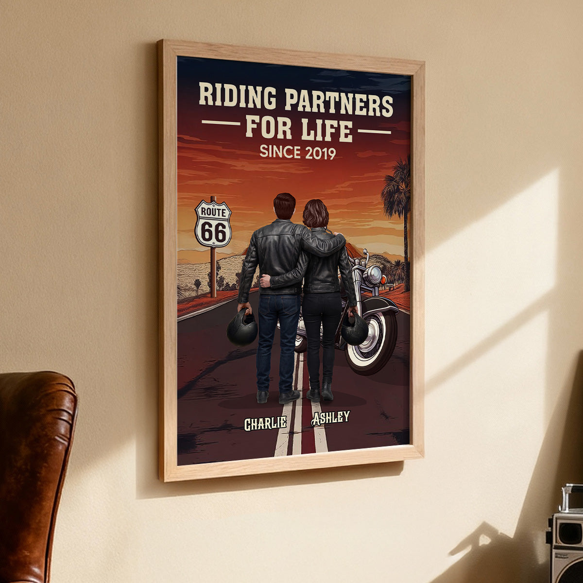 Eternal Love Biker Couple Riding Partners For Life - Personalized Poster - Heartfelt Valentine's Day Gift, Anniversary Gift For Couple, Bikers, Gift For Him, For Her