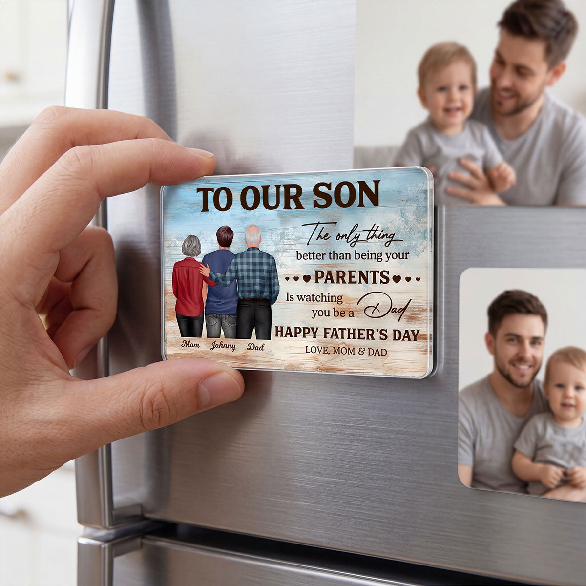 To My Son Watching You Be A Dad - Personalized Acrylic Fridge Magnet - Father's Day Gift For Son