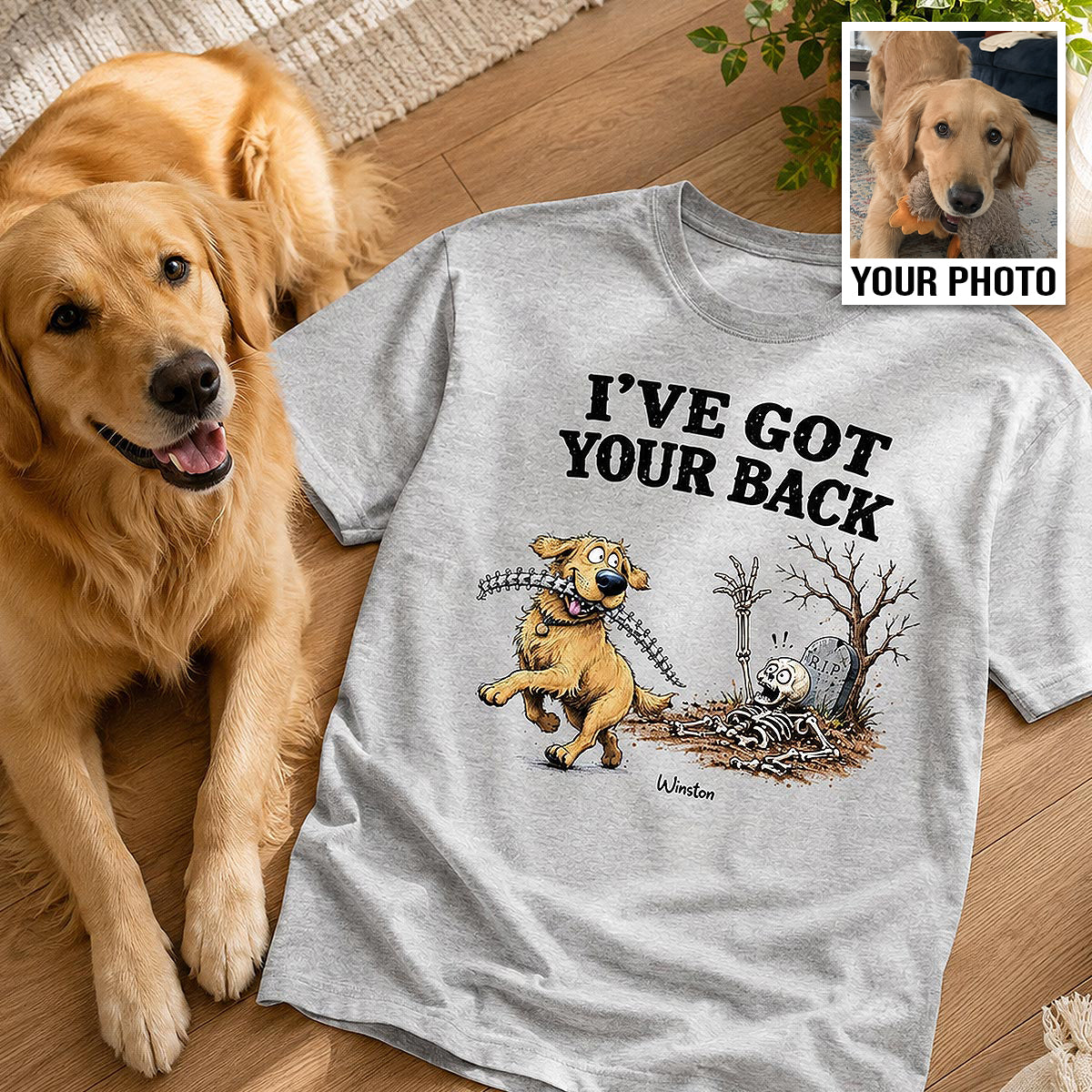 Quirky Dog I've Got Your Back Dog Stealing Backbone From Your Dog Photo - Personalized Shirt - Funny Halloween Drinkware For Dog Lovers