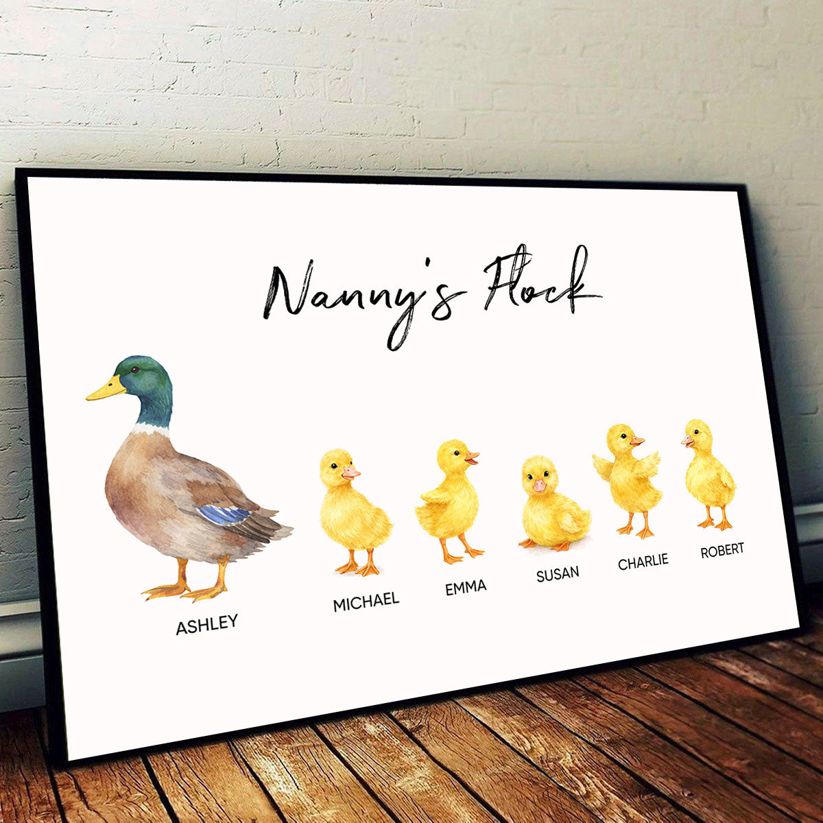 Nanny Flocks Duck Print - Personalised Poster - Mother's Day Gift for Grandma