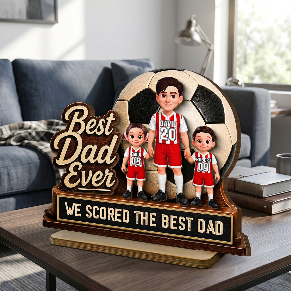 We Scored The Best Dad Soccer Dad & Kids - Personalized 2-Layered Wooden Plaque -  Gift For Soccer Dad, UK Football Dad