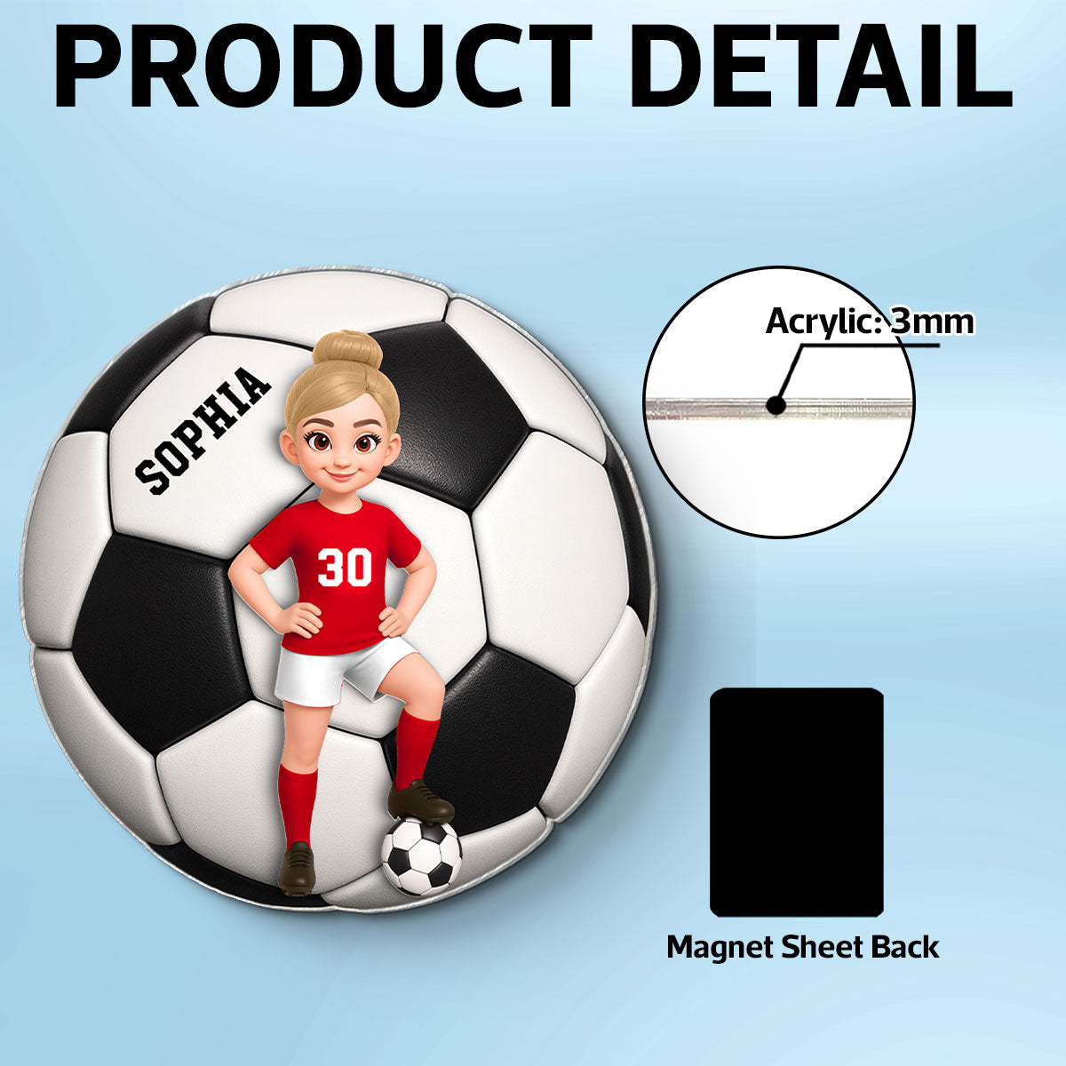 Soccer Boy & Girl - Personalized Acrylic Locker Magnet - Back To School Gift For Daughters, Sons, Grandkids, Teenagers