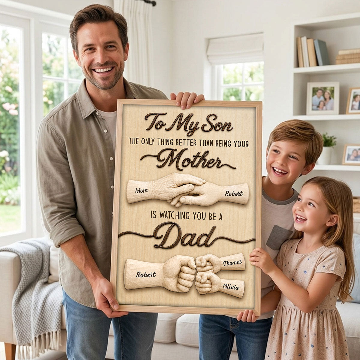 Rustic Sentimental To My Son Watching You Be A Dad From Mom - Personalized Poster - Father's Day Gift For Son