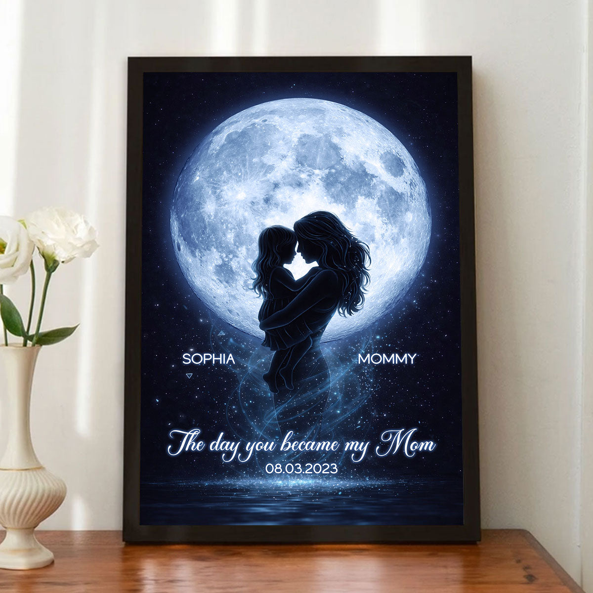 The Day You Became My Mom Moon Phase - Personalized Poster - Heartfelt Gift For Mom