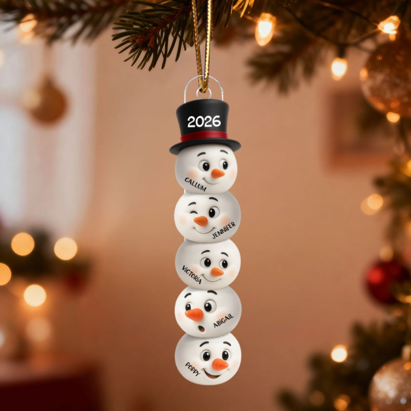Christmas Family Snowman Funny Faces - Personalized Acrylic Ornament