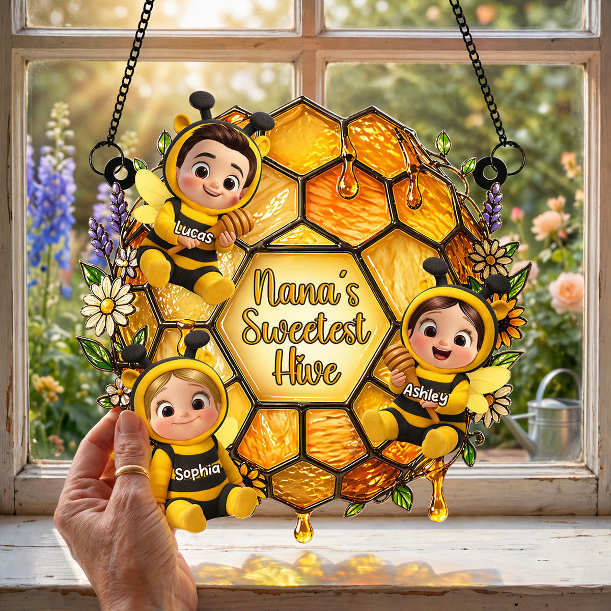 Grandma's Sweetest Hive - Personalized Suncatcher - Mother's Day Gift for Grandma, Mom, Wife