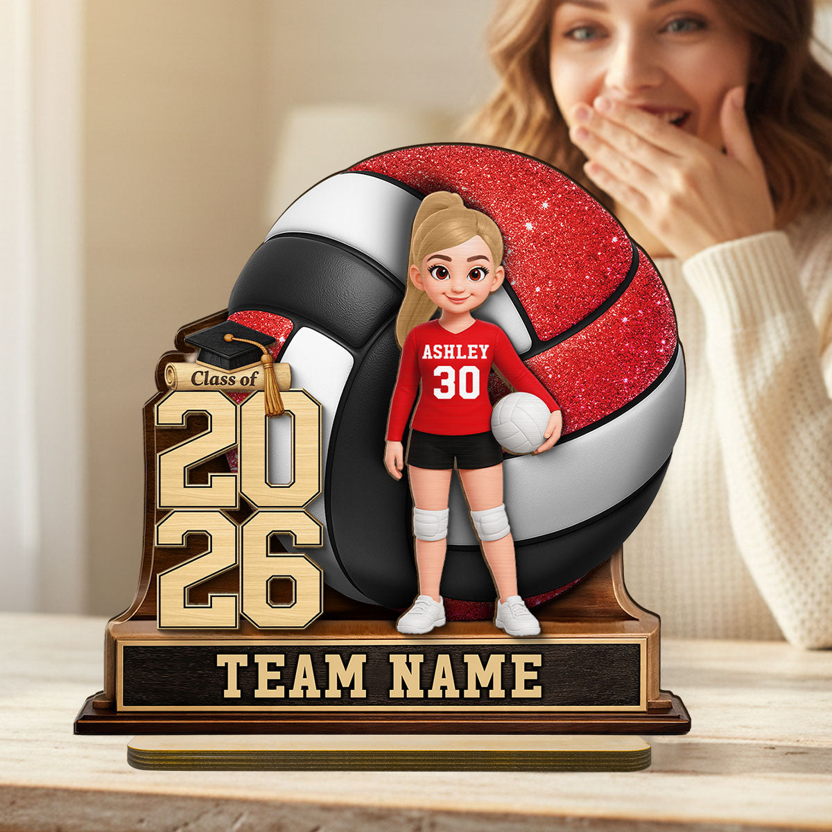Volleyball Senior Keepsake 2D Flat - Personalized 2-Layered Wooden Plaque - Graduation Gift For Daughter, Graduates, Class of 2026
