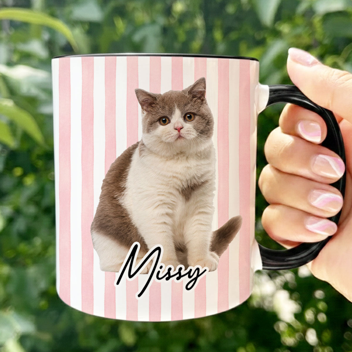Pet With Classic Stripes Pattern Upload Photo - Personalized Mug - Gift For Dog Lovers, Cat Lovers