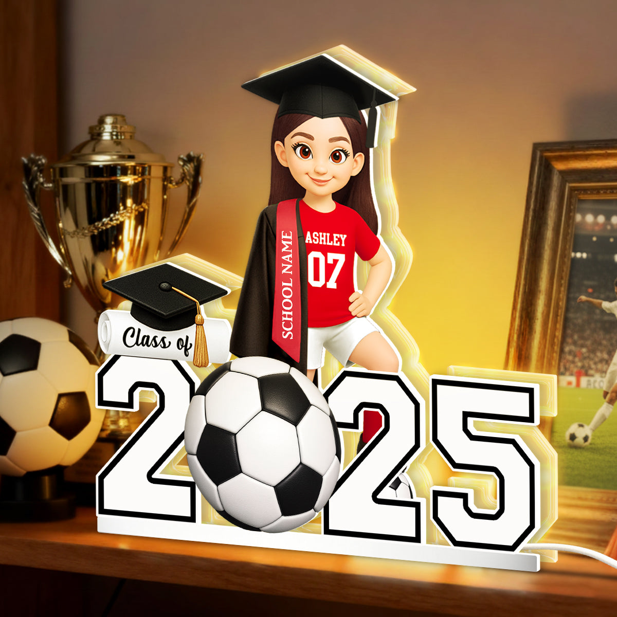 Soccer Boy Girl Senior Graduation - Personalized Light Box - Christmas Gift For Son Daughter Grandson Granddaughter