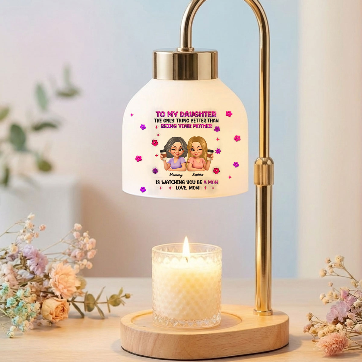 Watching You Be A Mom Mother Daughter - Personalized Candle Warmer Lamp - Heartfelt Mother's Day Gift for Daughter
