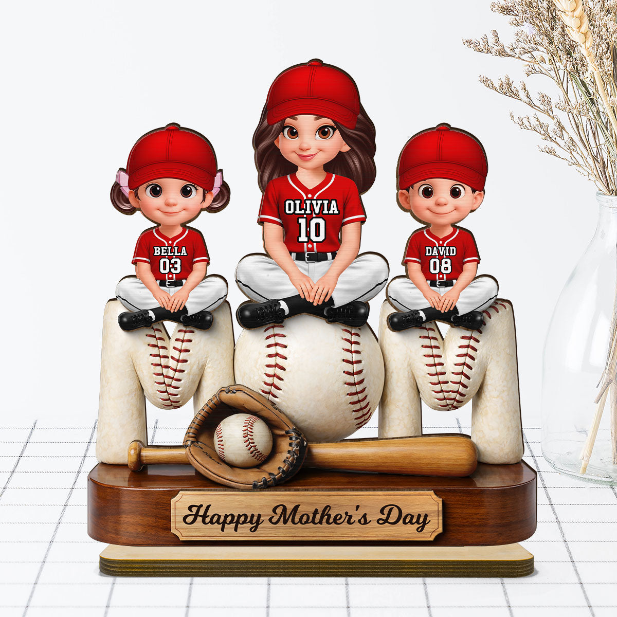 Best Baseball Mom Ever - Personalized 2-Layered Wooden Plaque - Mother's Day Gift For Baseball Mom