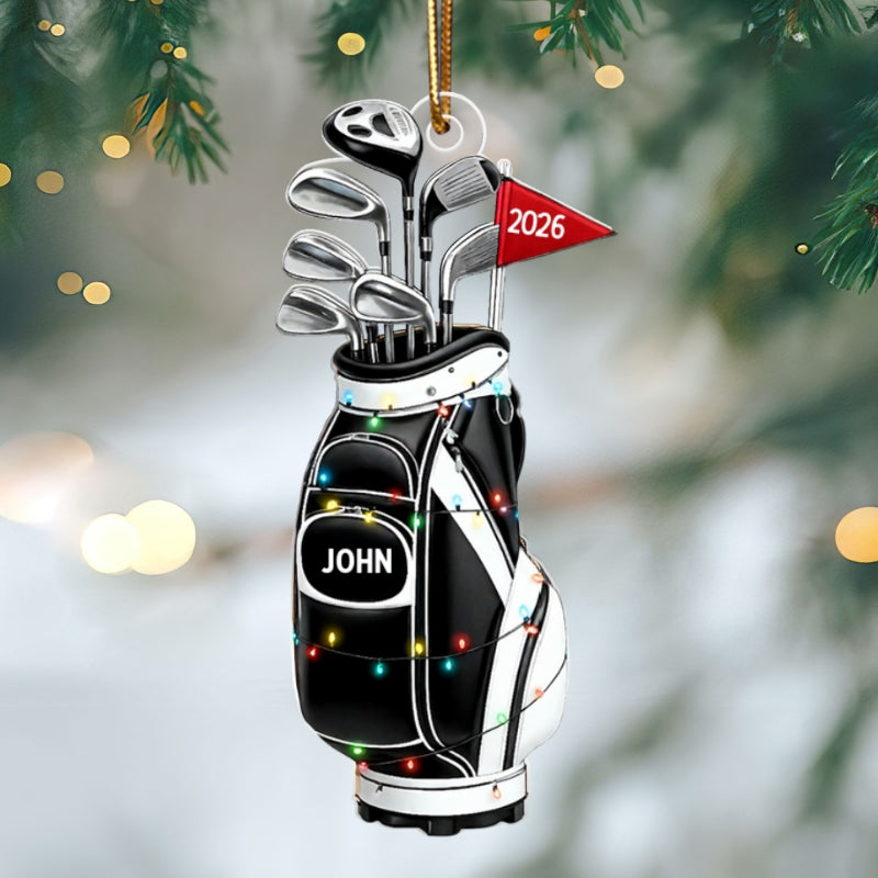 Custom Golf Bag - Personalized Acrylic Ornament - Christmas Gift for Golf Lovers, Gift for him, Dad, Grandpa