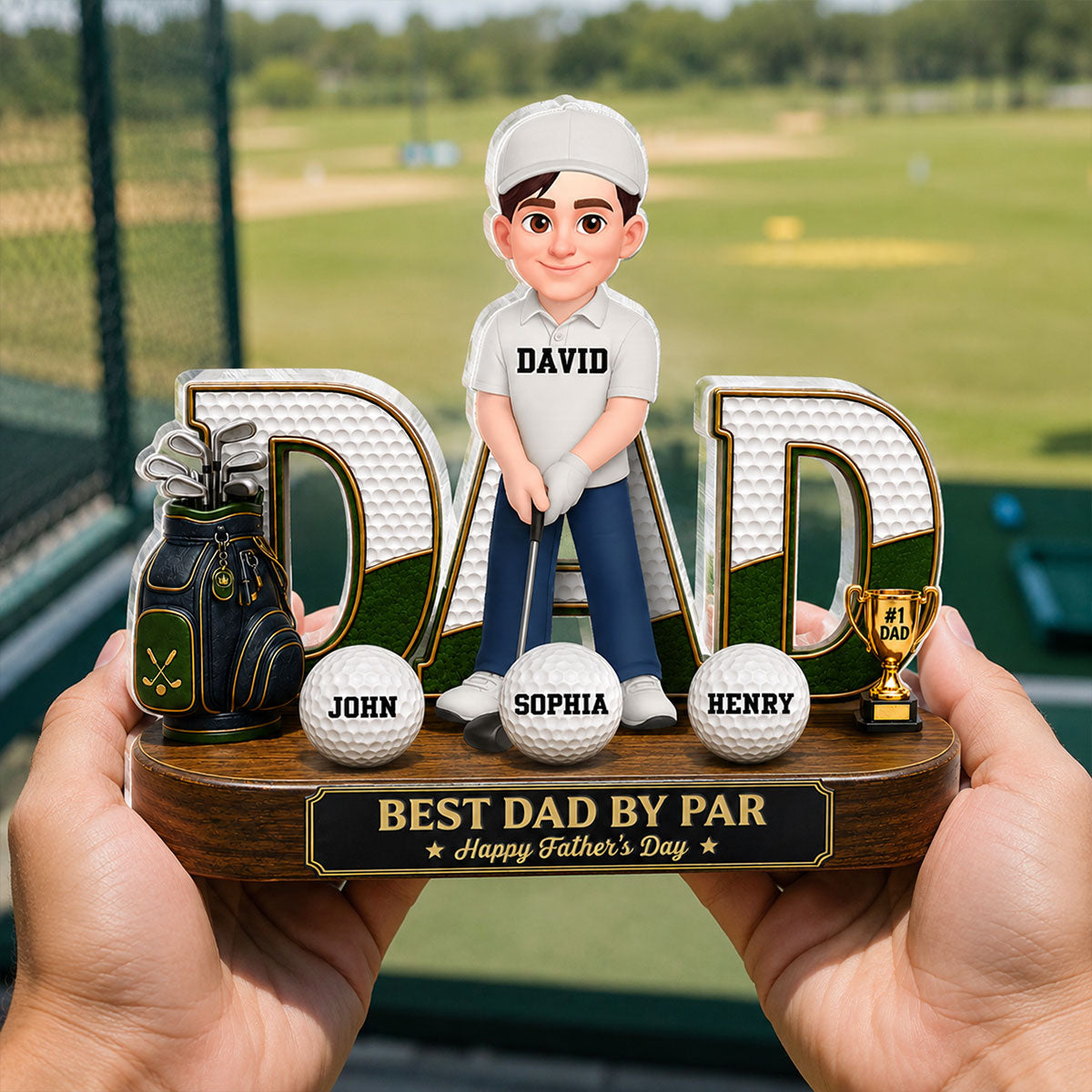 Golf Dad Legend Best Dad By Par - Personalized Acrylic Block Plaque - Father's Day Gift For Dad, Husband, Golfers