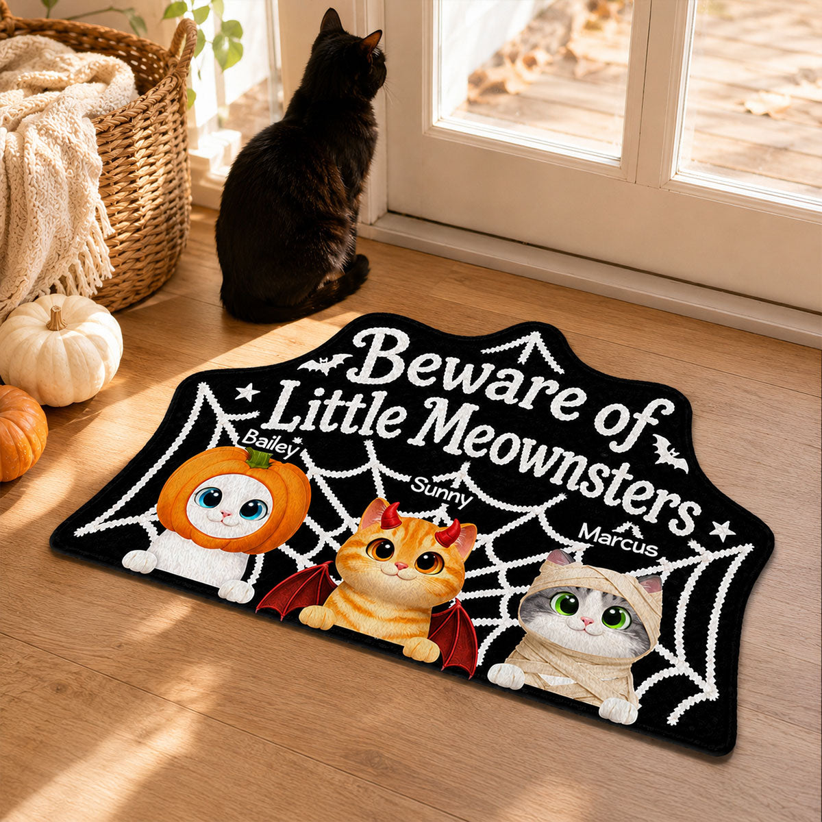 Creepy Cute Cat - Personalized Doormat - Halloween Gift Fot Cat Lovers