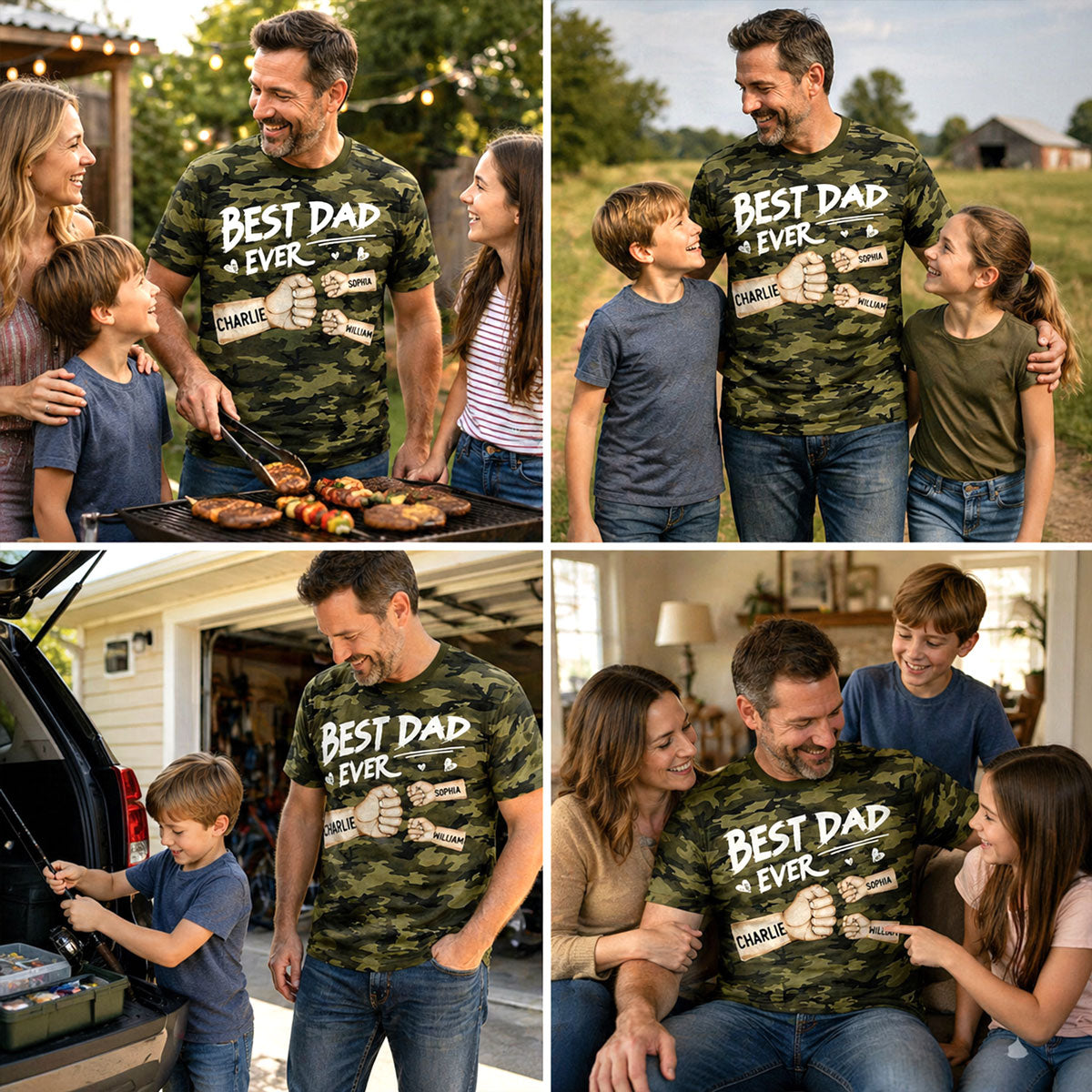 Best Dad Ever Fist Bump Camo Pattern - Personalized Shirt - Father's Day Gift For Husband, Dad, Grandpa