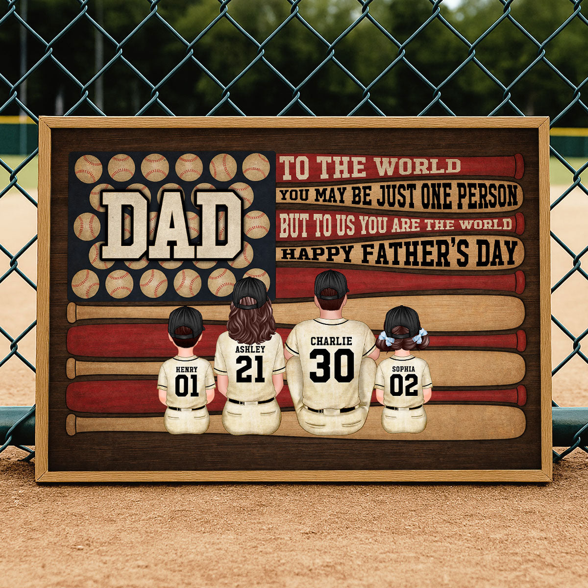 Baseball Nation Flag Dad Us You Are The World - Personalized Poster - Father's Day Gift For Baseball Dad