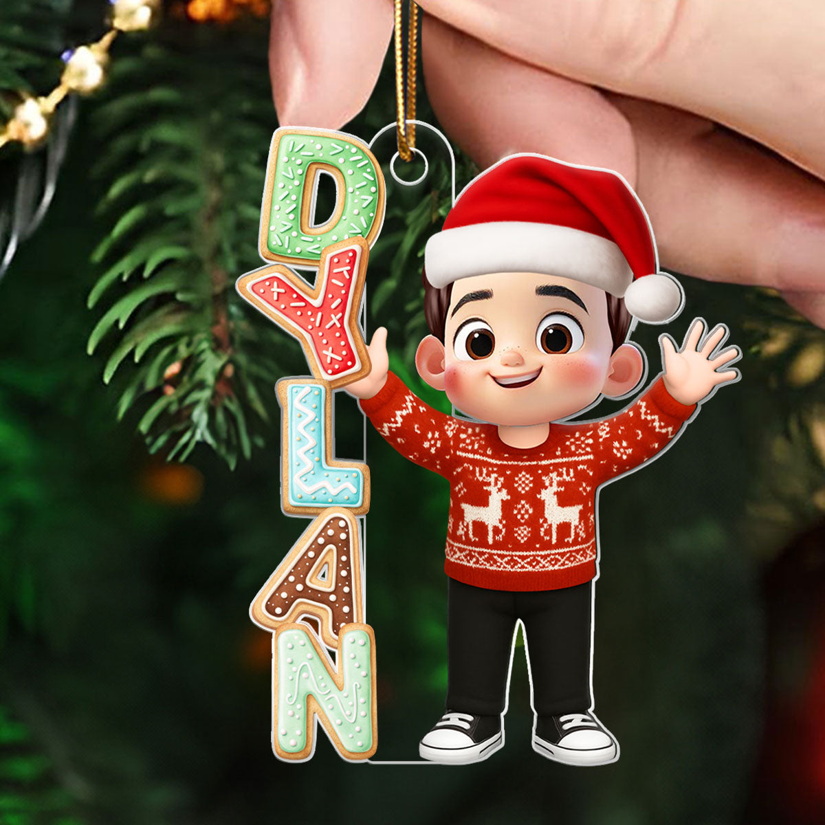 Cookies Alphabet Custom Kid Name - Personalized Acrylic Ornament - Christmas Gift for Kid, Grandkids