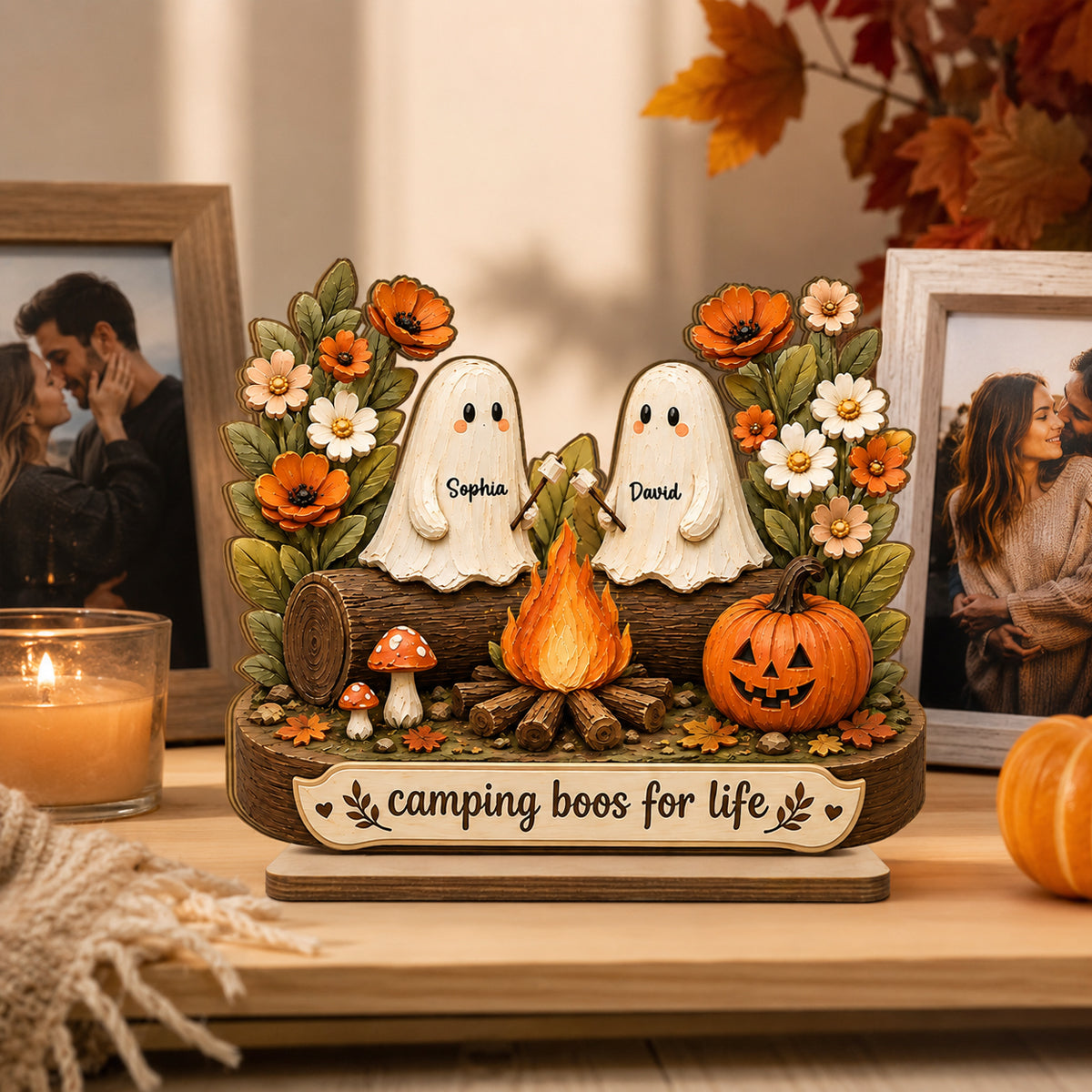 Camping Boos For Life - Personalized 2-Layered Wooden Plaque - Halloween Decor Gift, Gift For Couple