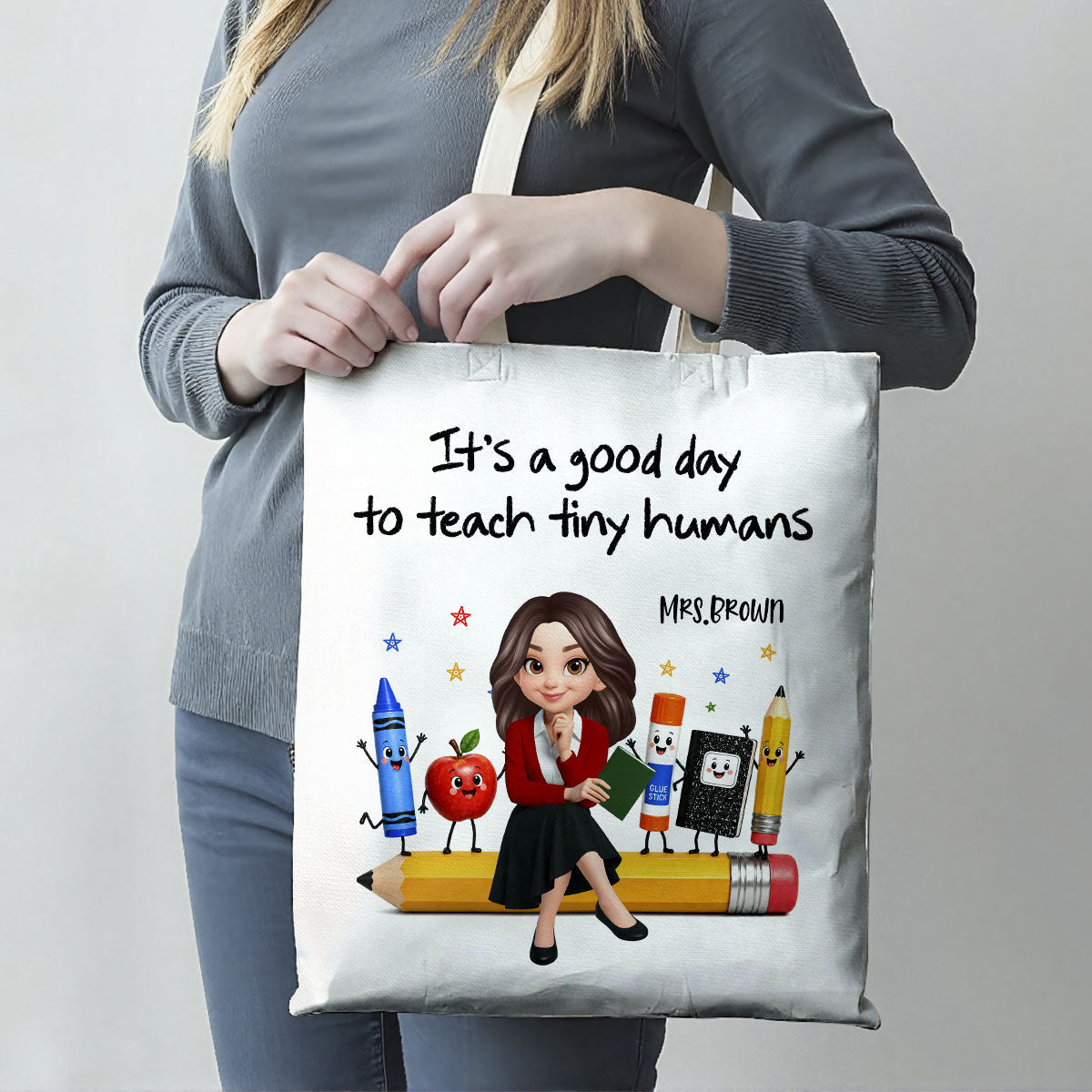 Funny Teacher Life It's A Good Day To Teach Tiny Humans - Personalized Tote Bag - Back To School Gift For Teacher