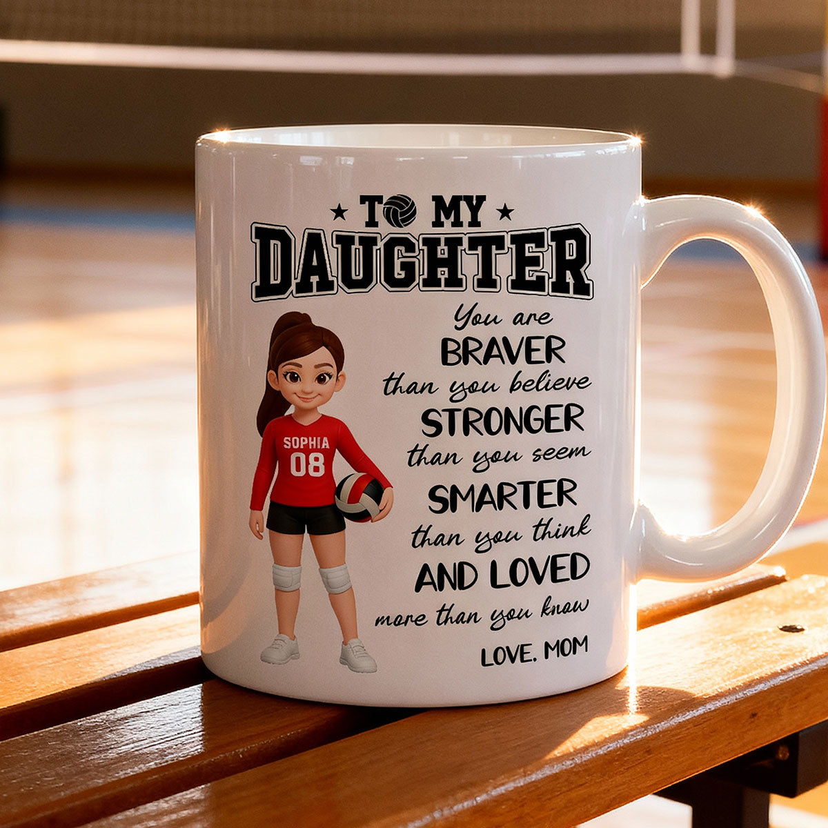To My Daughter Granddaughter Volleyball Player You Are Braver Than You Think - Personalized Mug