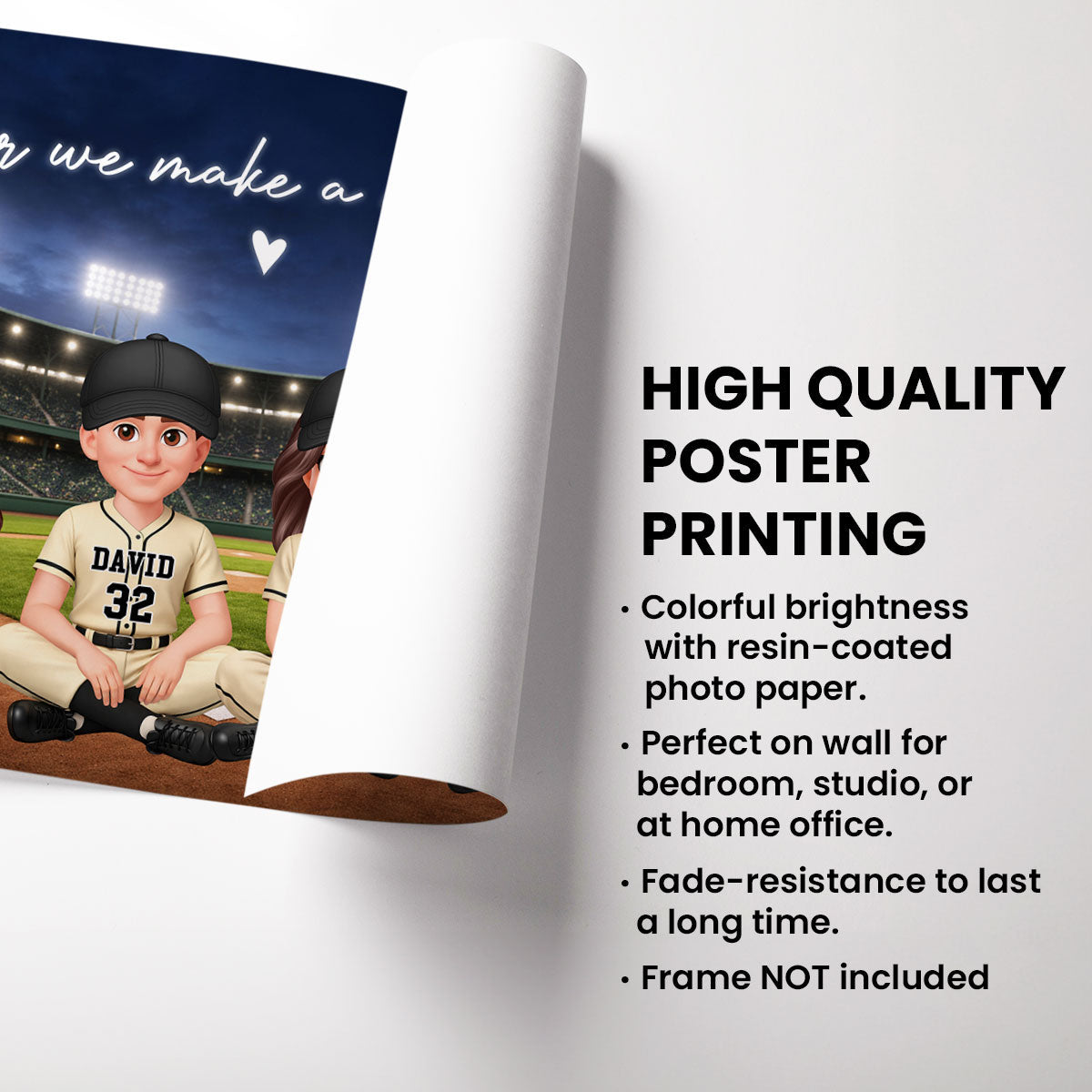 Together We Make A Winning Team Baseball Family - Personalized Poster - Heartfelt Gift For Dad, Gift For Family