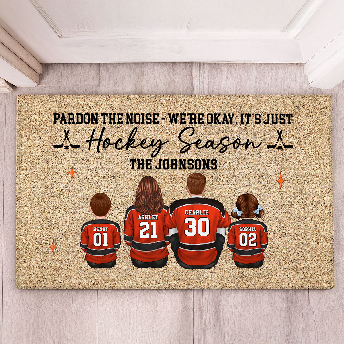 Pardon The Noise It's Just Hockey Season Family - Personalized Doormat - Gift For Hockey Family