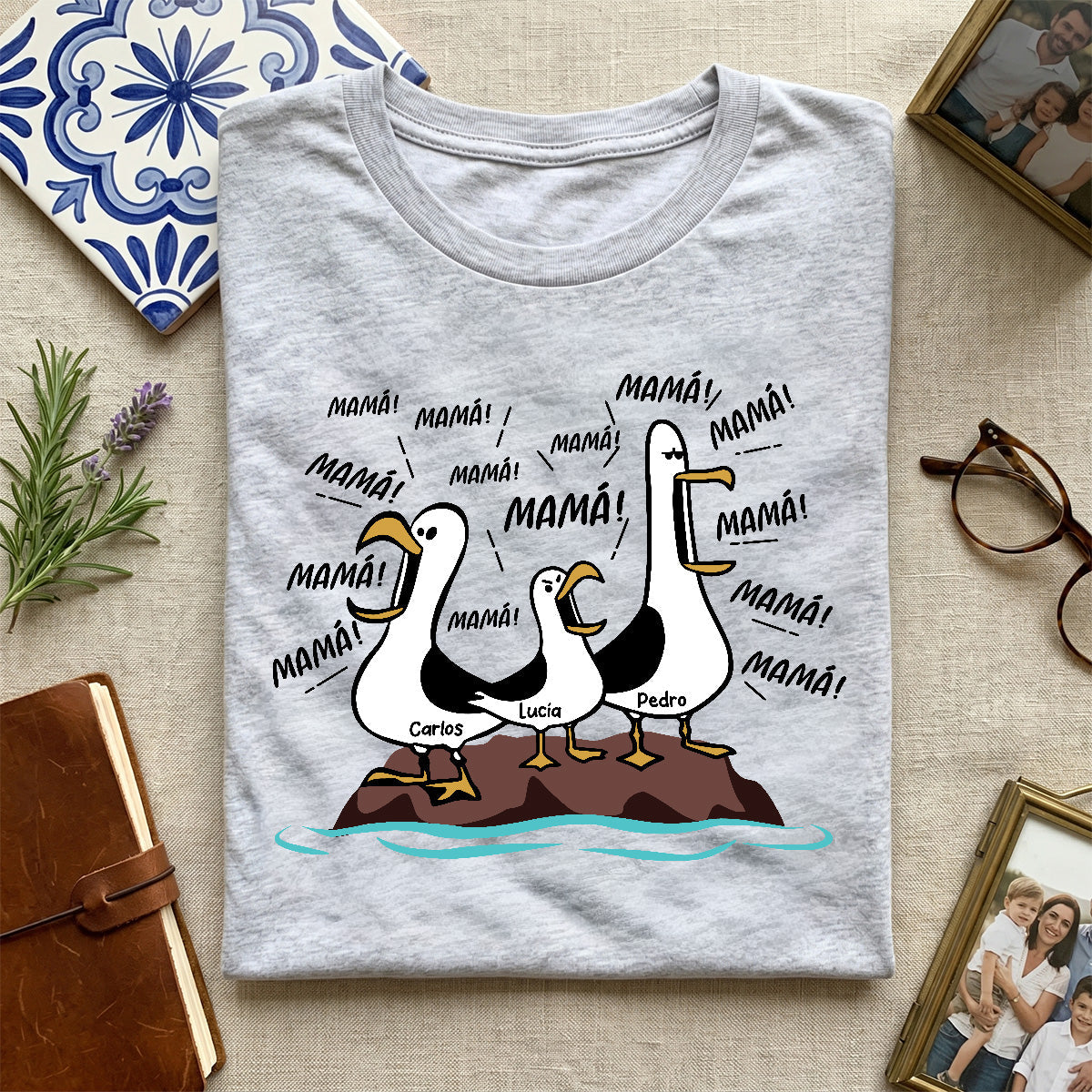 Gaviota Mamá Mamá Mamá - Camiseta Personalizada - Regalo Divertido del Día de la Madre para Mamá