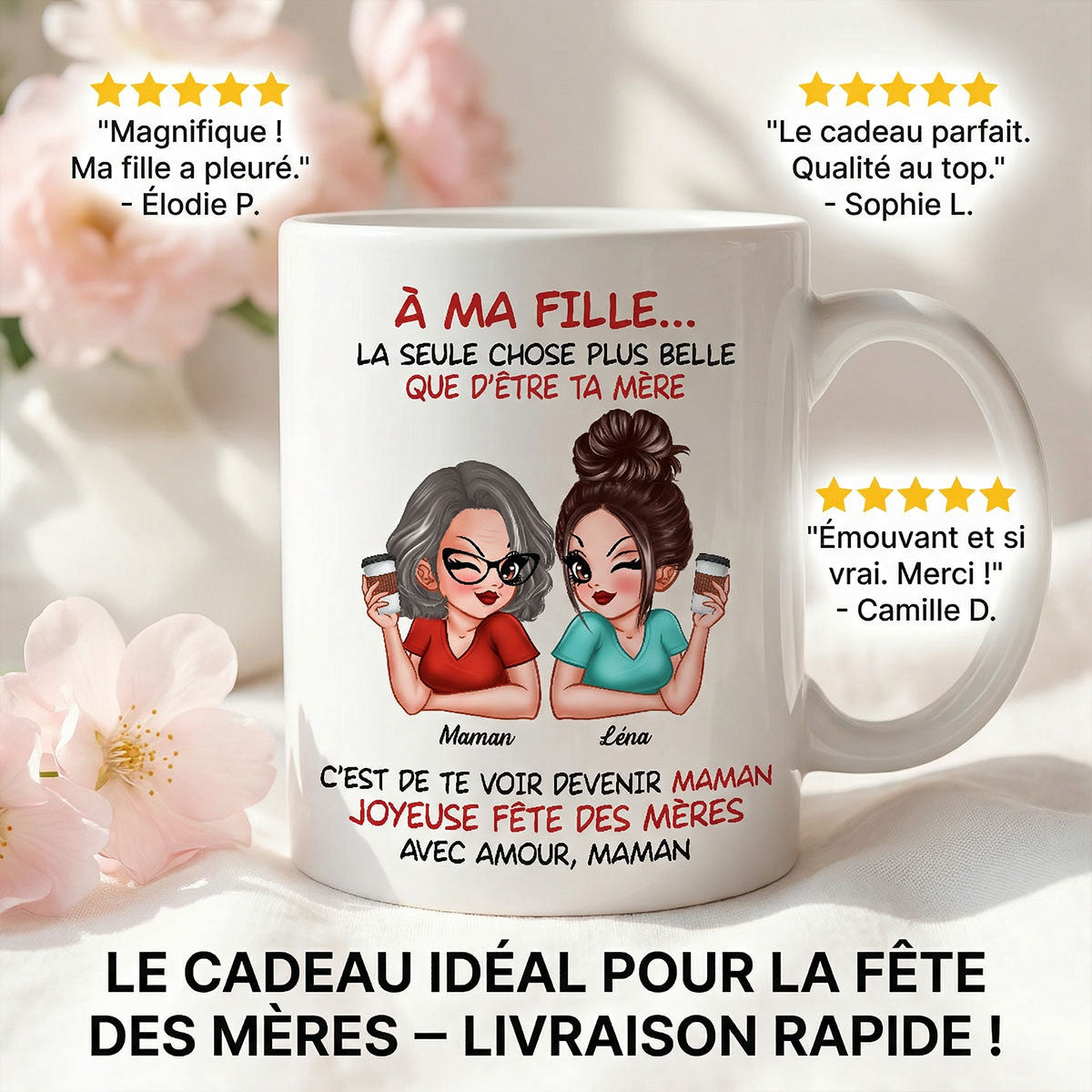 À ma fille – Te voir être maman – Mug personnalisé – Cadeau de Fête des Mères pour ma fille