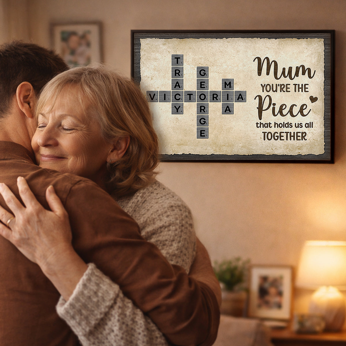 Mum You're The Piece That Holds Us All Together Crossword Puzzle Art - Personalised Poster - Mother's Day Gift for Mum