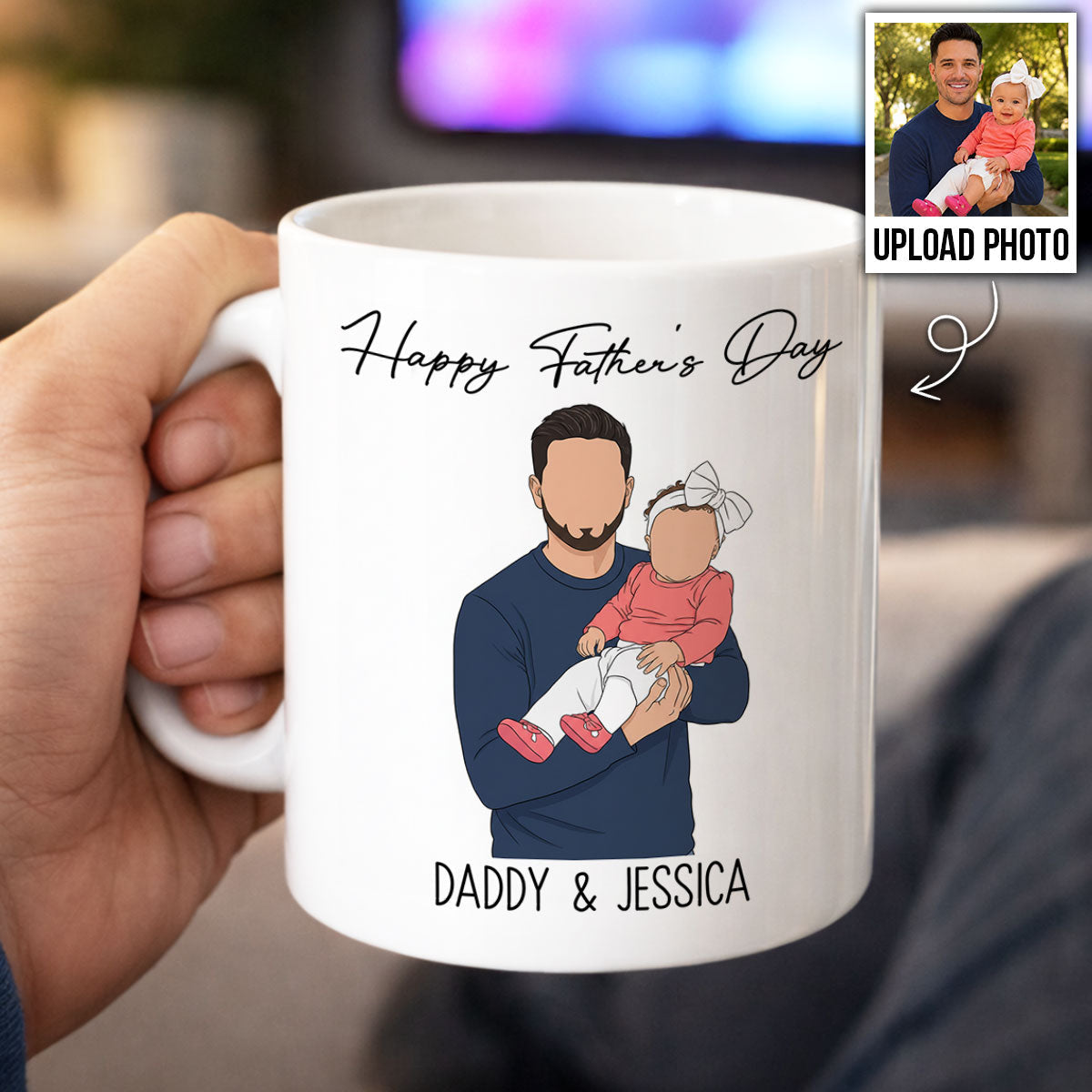 Faceless Portrait Style Best Dad Ever - Personalized Mug - Father's Day Gift For Dad, Husband