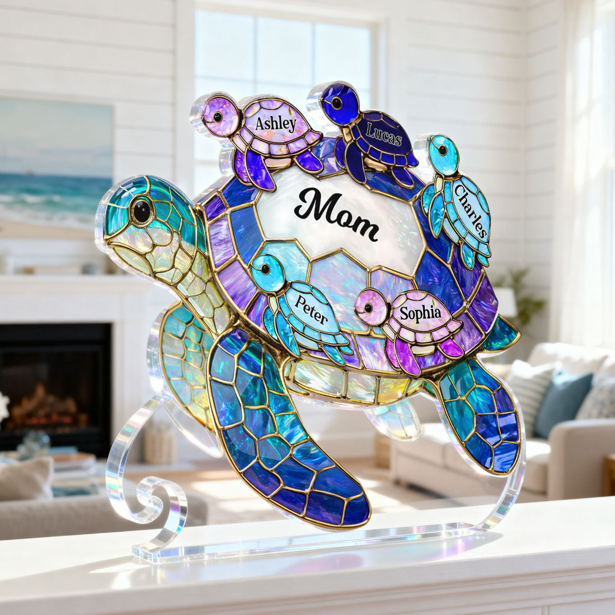 Mom Grandma Sea Turtle - Personalized Acrylic Block Plaque - Mother's Day Gift for Her