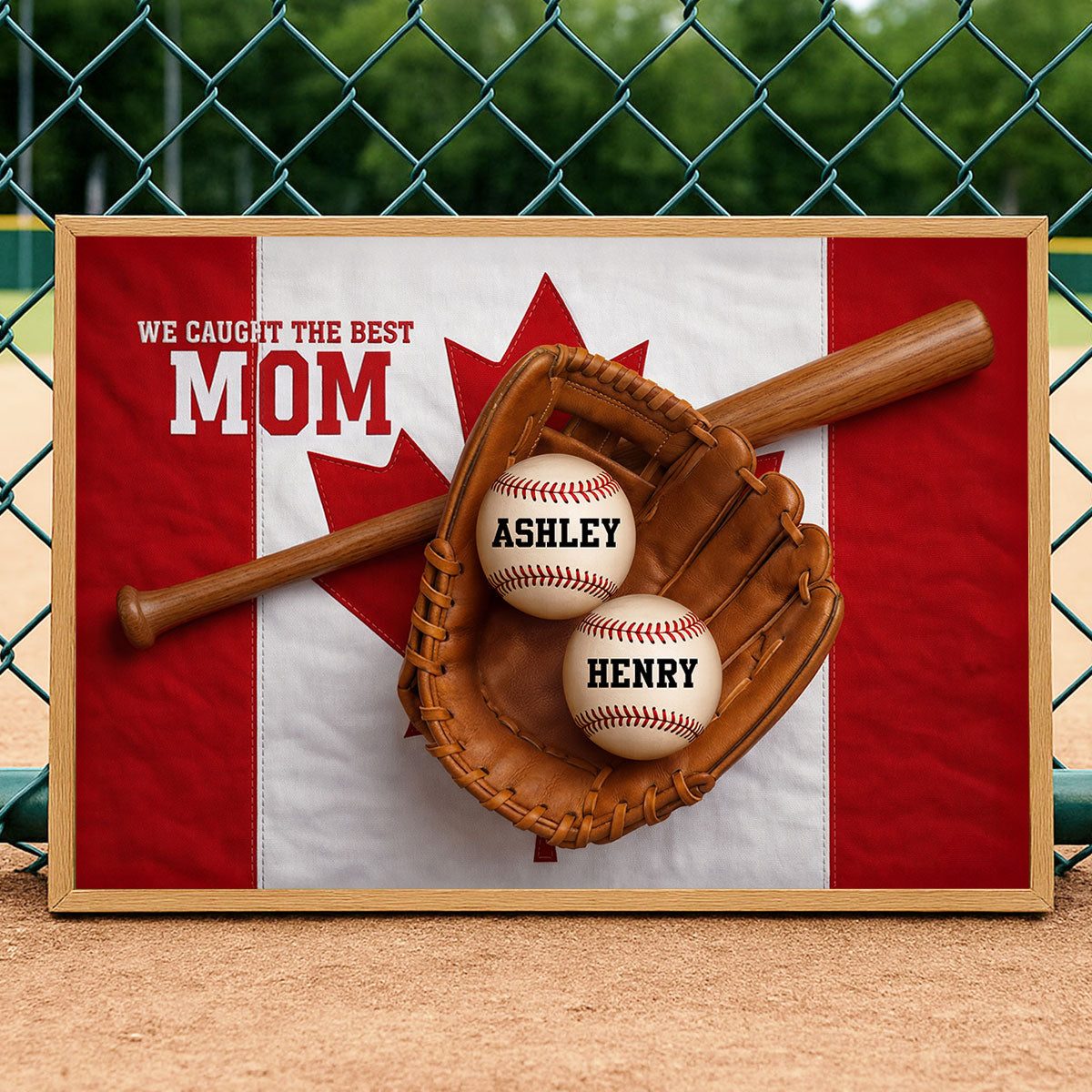 We Caught The Best Mom Nation Flag - Personalized Poster - Gift For Baseball Mom, Gift For Wife
