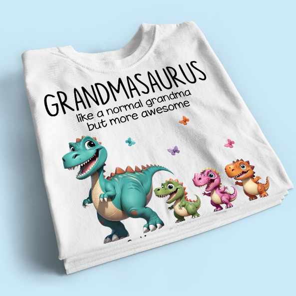 Grandmasaurus And Kids 3D Effect Dinosaurs Personalized Shirt | A Heartfelt Gift for Grandma's Birthday, Mother’s Day, or Just Because